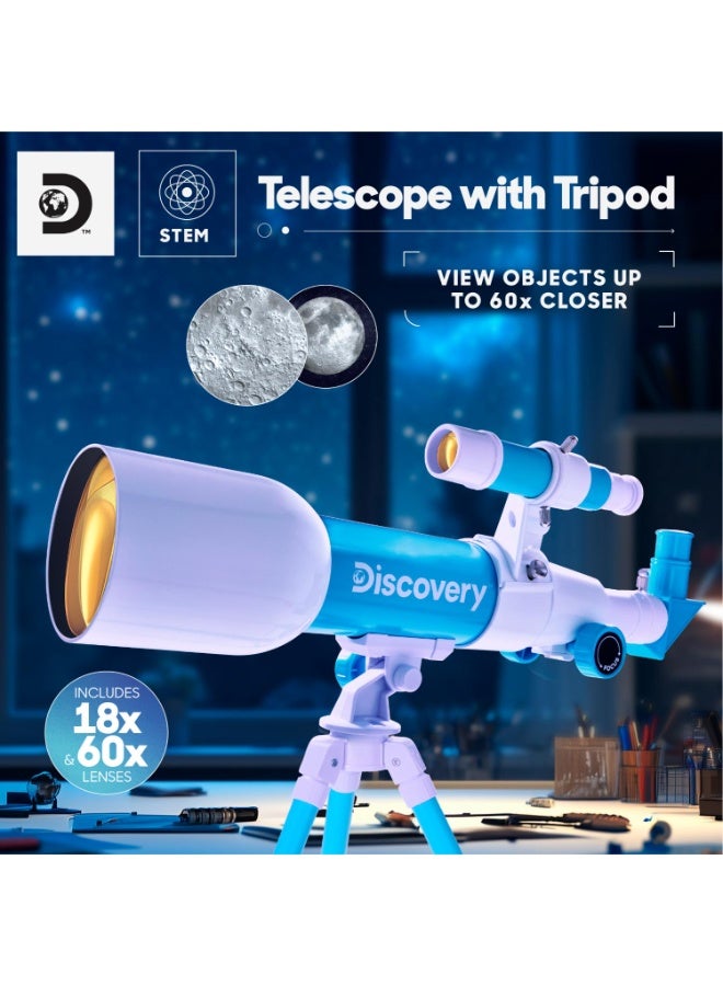 Discovery™ # MINDBLOWN STEM Toy Telescope with Adjustable Tripod, View Object 60x Closer, for Astronomy Beginners 6+ Years - Image 5